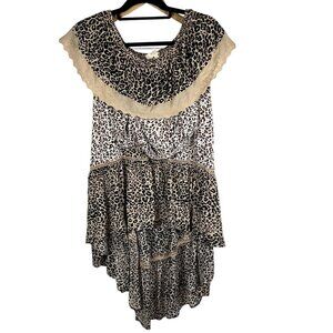 Solitaire Swim Leopard Print‎ Crop Top and Skirt Set Size Medium Boho Animal